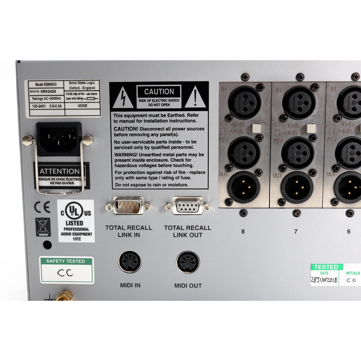 SSL 629935X2 XLogic X-Rack 8x XR618 (XRK2432)-2 copy Solid State Logic X-Rack Loaded with 8 XR618 Dynamics Modules (Used)