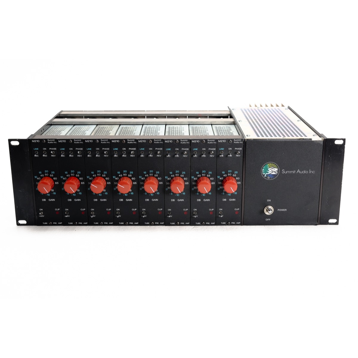 Summit Audio Rack 8x M210 (8MP109901-6 copy Summit Audio rack of 8 x M210 Tube Mic Preamps (Vintage)